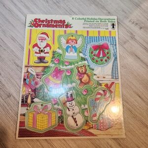 1980 Vintage Cardboard 8 Ornaments. New Sealed. 2 Sided. Rainbow Works.
